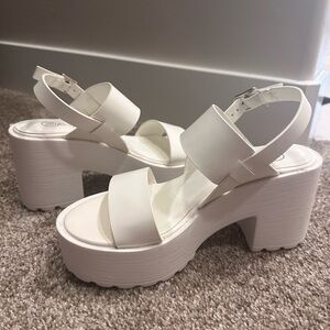 Nasty Gal White Platform Sandals / Heels